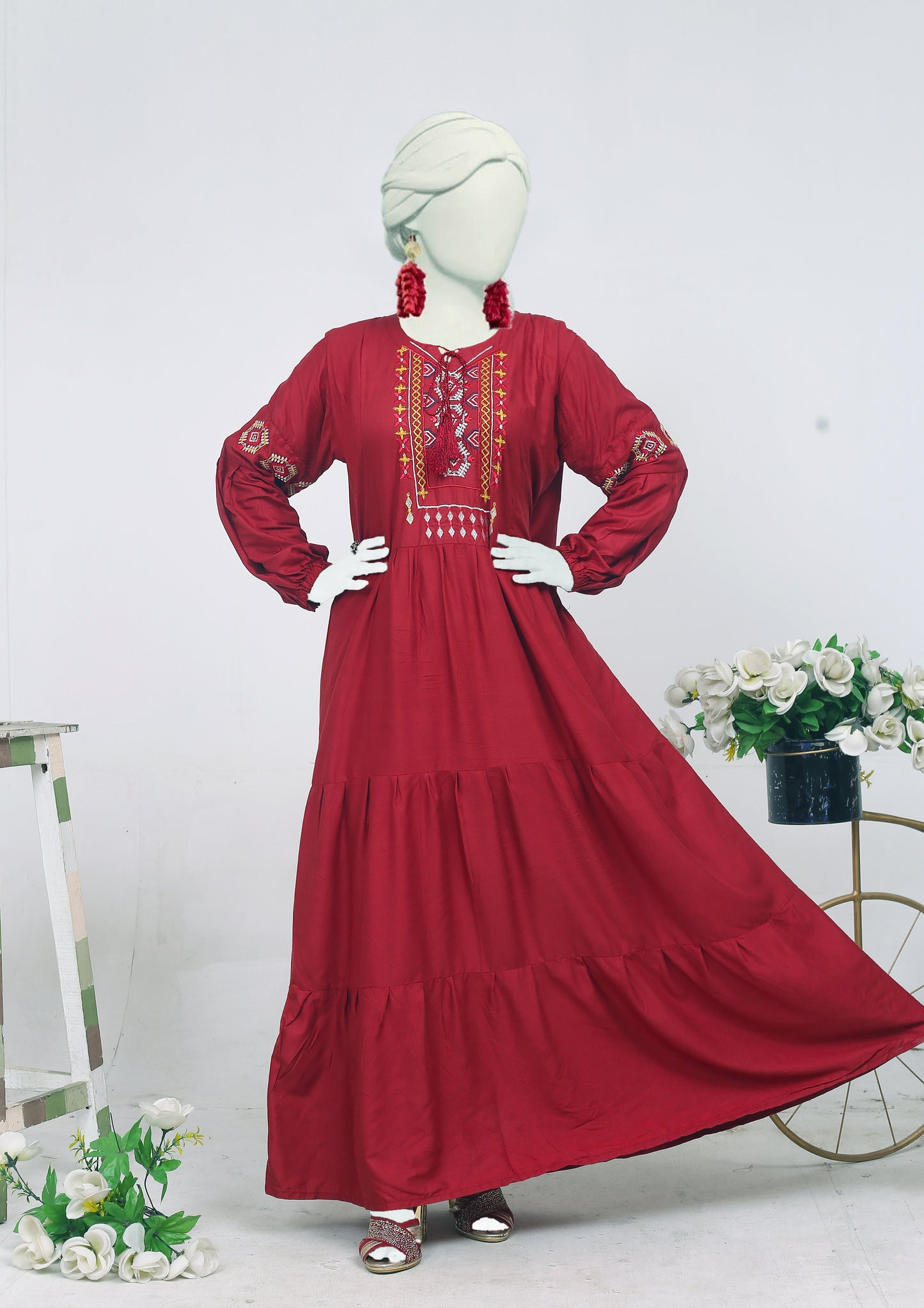 nazin maxi 2 piece emboriderd and flaxible